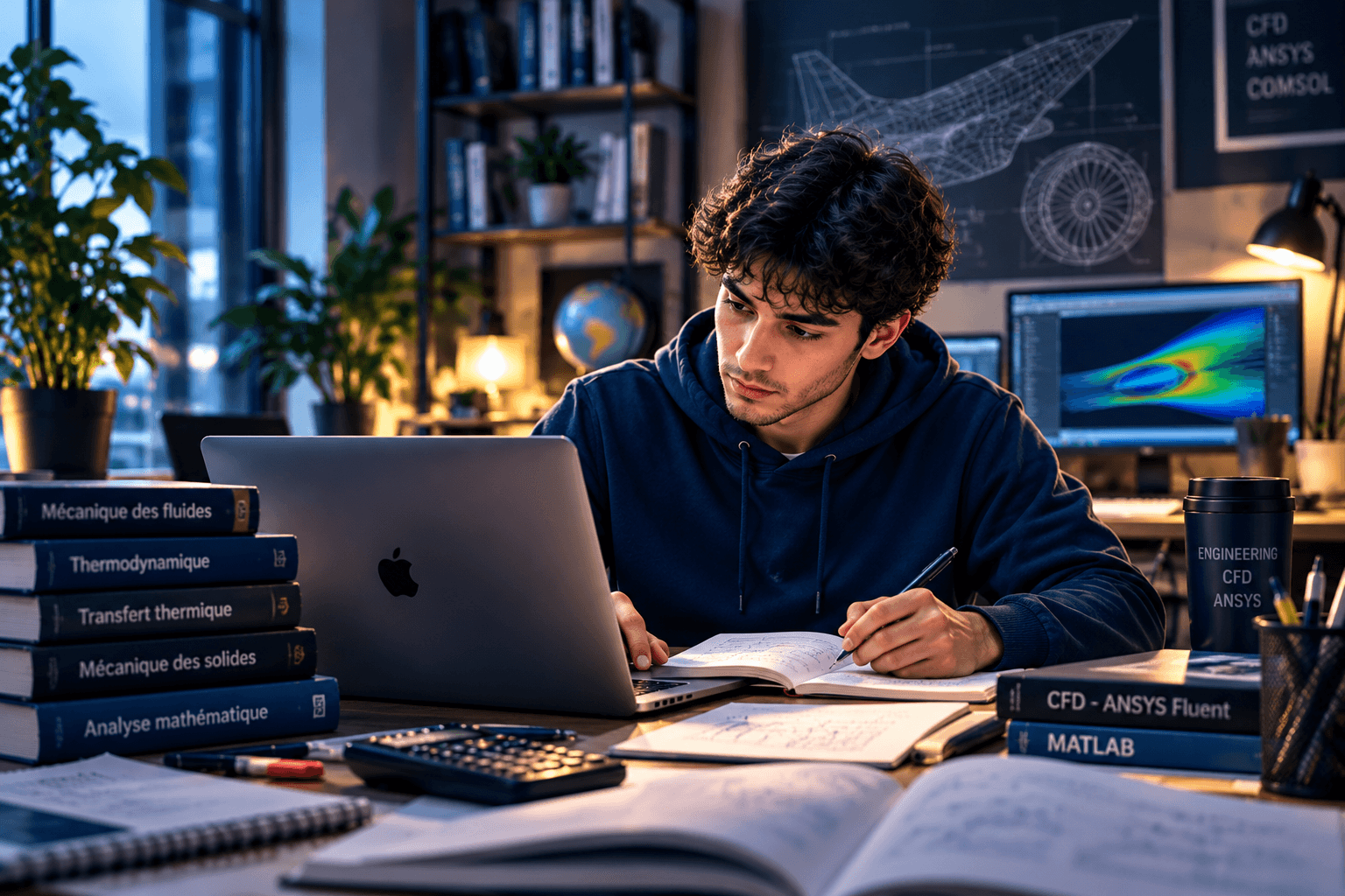Étudiant universitaire travaillant sur son ordinateur